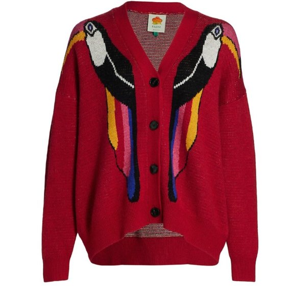 FARM Rio Red Toucan Cardigan - Picture 1 of 7